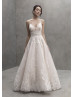 Beaded Ivory Lace Tulle Deep V Back Wedding Dress